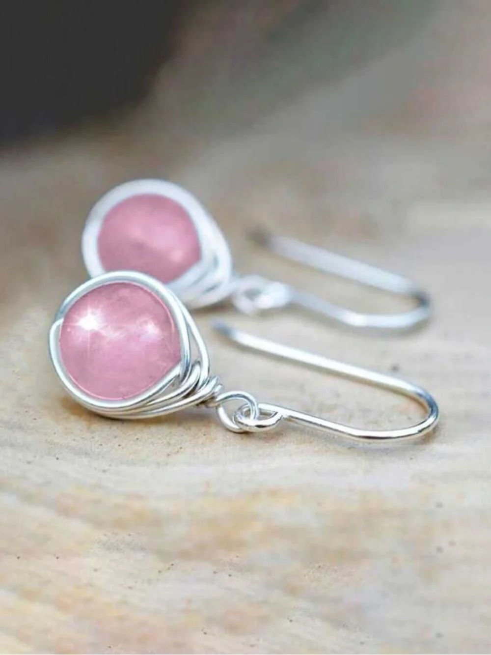 Pink Stone Drop Earrings N2455